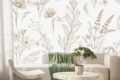 Fototapeta: Motyle i dzikie rośliny w minimalistycznym stylu naturalny wzór