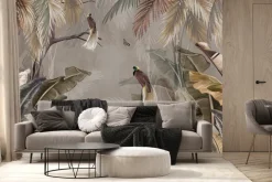 Fototapeta: Motyle i ptaki wśród kolorowych liści