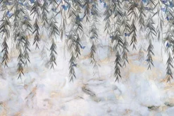 Fototapeta: Motyle i zwisające pnącza na tle surowego betonu nowoczesny wzór