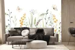 Fototapeta: Motyle na polnej łące akwarela