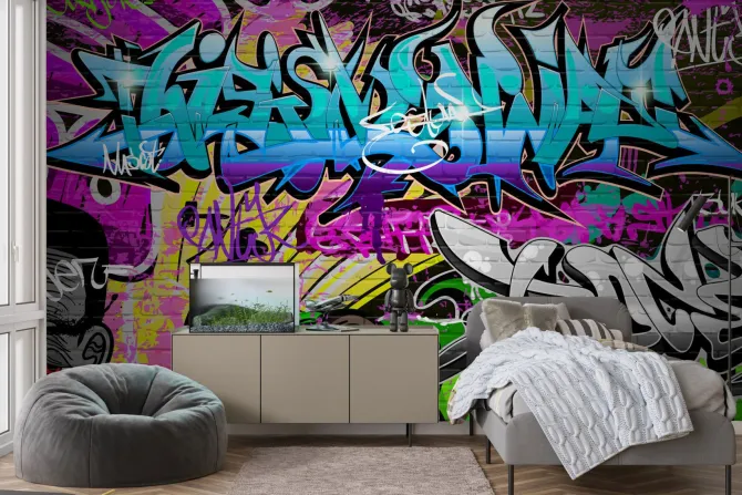 Fototapeta: Mur na ulicy z kolorowym graffiti