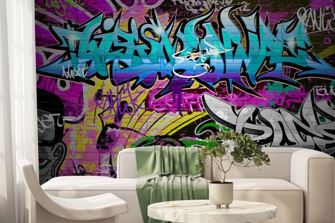 Fototapeta: Mur na ulicy z kolorowym graffiti