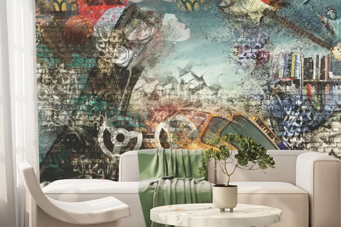 Fototapeta: Mural nowego jorku z żółtą taksówką