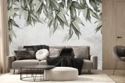 Fototapeta: Mural vintage z kwitnącymi wiszącymi liśćmi