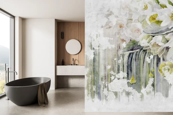 Fototapeta: Mural z białymi kwiatami lilii