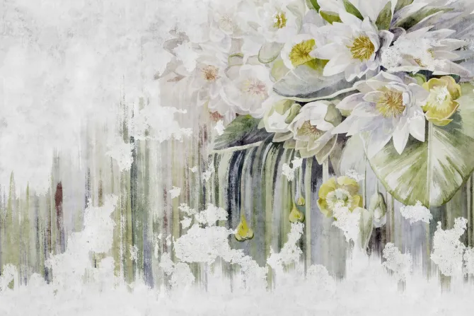 Fototapeta: Mural z białymi kwiatami lilii