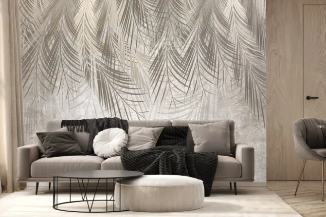 Fototapeta: Mural z jasnymi wiszącymi liśćmi