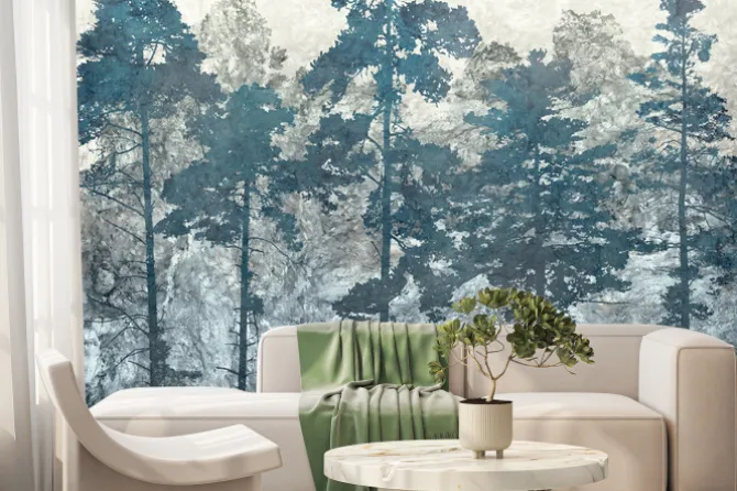 Fototapeta: Mural z sosnowym lasem