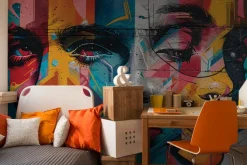 Fototapeta: Mural ze sztuką uliczną i twarzą kobiety