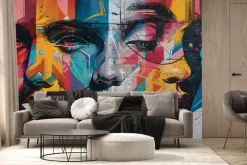 Fototapeta: Mural ze sztuką uliczną i twarzą kobiety