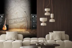 Fototapeta: Muzyka i śpiew etap tła, mikrofon, głośniki z gitarze i podłogi