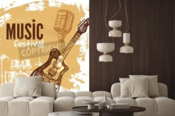 Fototapeta: Muzyka tła archiwalne. splash blob retro. festiwal muzyczny plakat.