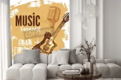 Fototapeta: Muzyka tła archiwalne. splash blob retro. festiwal muzyczny plakat.