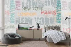 Fototapeta: Napisy londyn paryż i nowy jork