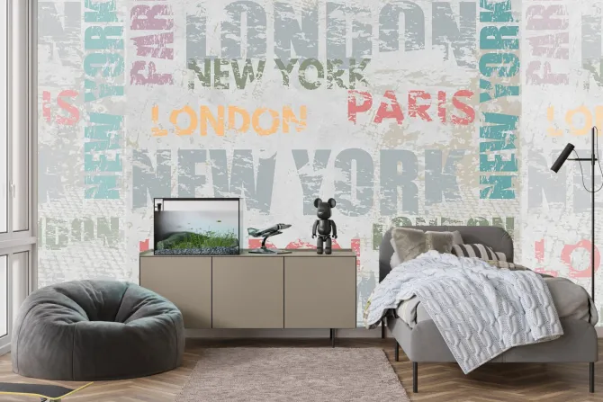 Fototapeta: Napisy londyn paryż i nowy jork
