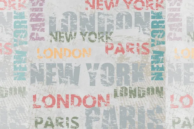 Fototapeta: Napisy londyn paryż i nowy jork
