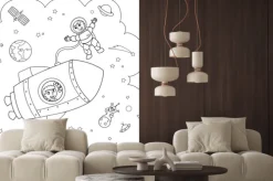 Fototapeta: Navetta nello spazio w bianco e nero