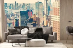 Fototapeta: New york city skyline o zachodzie słońca