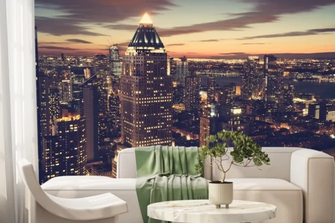 Fototapeta: New york city skyline w nocy