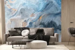 Fototapeta: Niebieska akwarela imitująca marmur