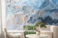 Fototapeta: Niebieska akwarela imitująca marmur