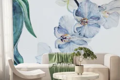 Fototapeta: Niebieski storczyk z liśćmi