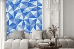 Fototapeta: Niebieski zmięty papier z geometrycznych bez szwu deseń