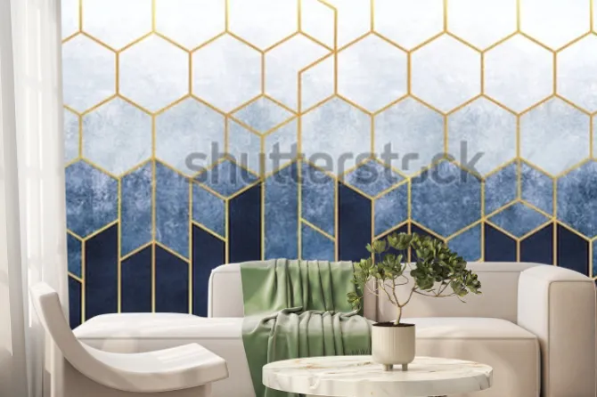 Fototapeta: Niebieskie geometryczne sześciokąty