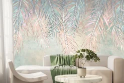 Fototapeta: Niebieskie i różowe liście palm