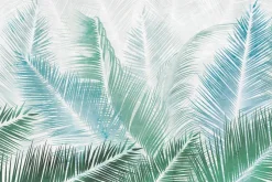 Fototapeta: Niebieskie i zielone liście palmowe botaniczny wzór