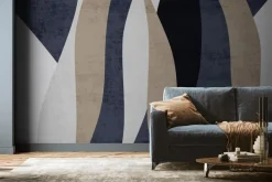 Fototapeta: Niebiesko-beżowe paski w stylu skandynawskim