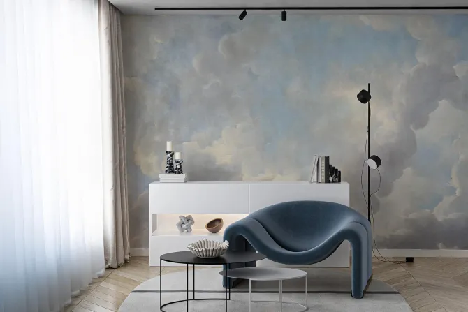 Fototapeta: Niebo z delikatnymi białymi chmurami