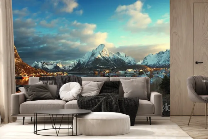 Fototapeta: Śnieg w reine village, lofoty, norwegia