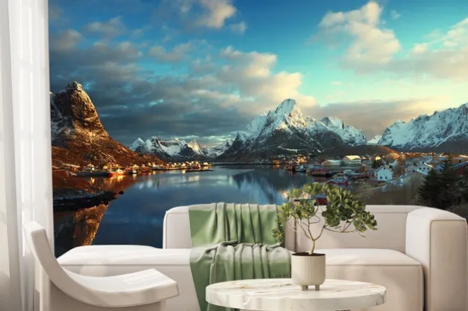 Fototapeta: Śnieg w reine village, lofoty, norwegia