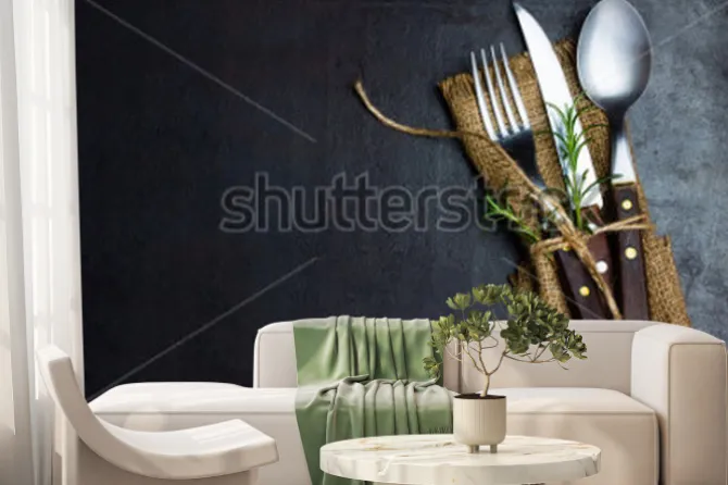 Fototapeta: Nieociosany zestawu zestaw sztućców nóż, łyżka, rozwidlenie.