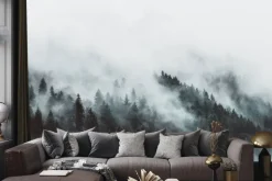 Fototapeta: Nostalgiczny widok lasu we mgle