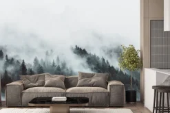 Fototapeta: Nostalgiczny widok lasu we mgle