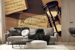 Fototapeta: Notatki muzyczne na stole