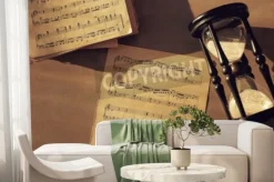 Fototapeta: Notatki muzyczne na stole