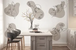 Fototapeta: Nowoczesna ilustracja abstrakcyjnych twarzy w stylu line art