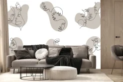 Fototapeta: Nowoczesna ilustracja abstrakcyjnych twarzy w stylu line art