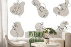 Fototapeta: Nowoczesna ilustracja abstrakcyjnych twarzy w stylu line art