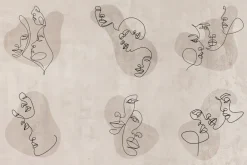 Fototapeta: Nowoczesna ilustracja abstrakcyjnych twarzy w stylu line art