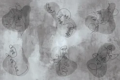 Fototapeta: Nowoczesna ilustracja abstrakcyjnych twarzy w stylu line art