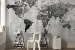 Fototapeta: Nowoczesna mapa świata na betonowym tle