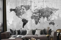 Fototapeta: Nowoczesna mapa świata na betonowym tle