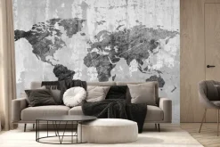 Fototapeta: Nowoczesna mapa świata na betonowym tle