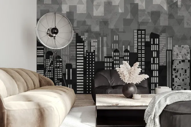 Fototapeta: Nowoczesna panorama miasta z cieniem