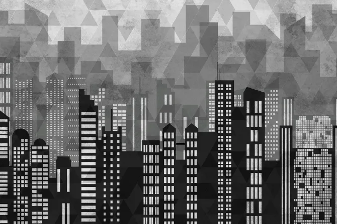 Fototapeta: Nowoczesna panorama miasta z cieniem