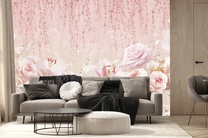 Fototapeta: Nowoczesny kolaż kwiatowy w artystycznym stylu